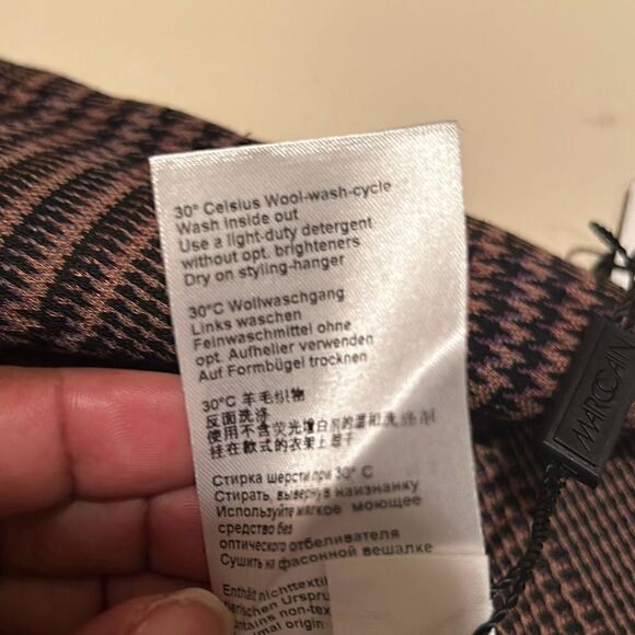 Marc Cain Women's Size N3 Belted Peacoat Black Brown Herringbone Plaid New - Picture 10 of 12